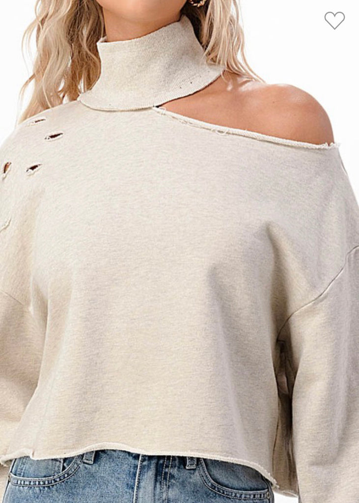 Turtleneck Side Cutout Pullover