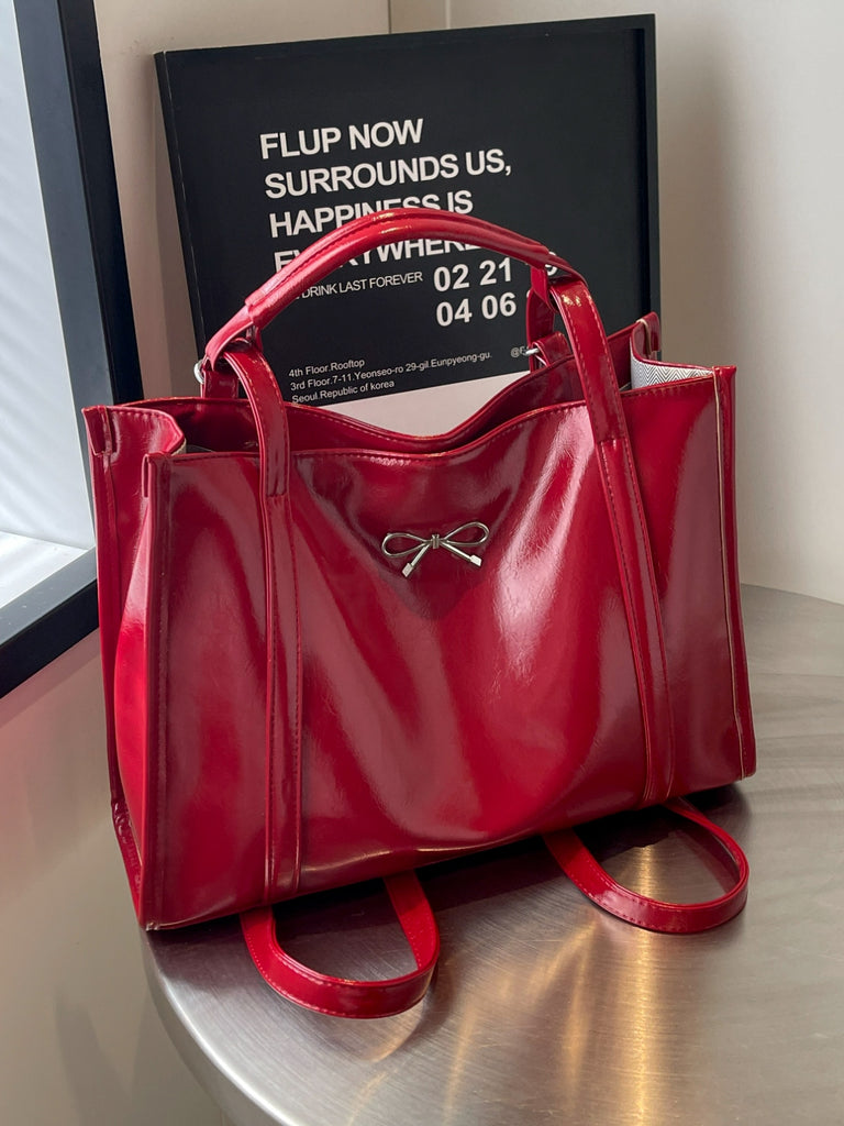 Leather Bow Shoulder Bag